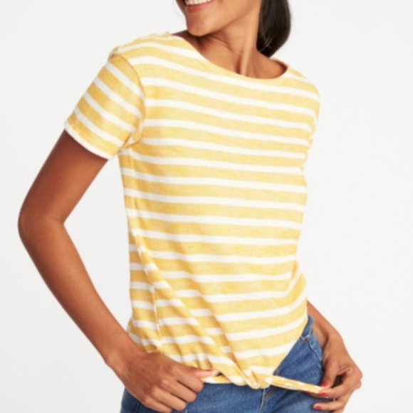 Nwt Old Navy Yellowwhite Striped Tee Sz 